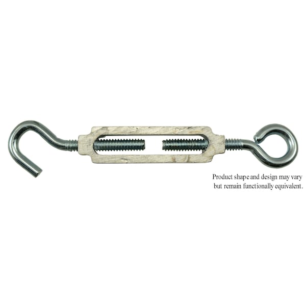 Midwest Fastener 3/16" x 4" Zinc Plated Steel Eye-Hook Turnbuckle 10PK 52356 - main